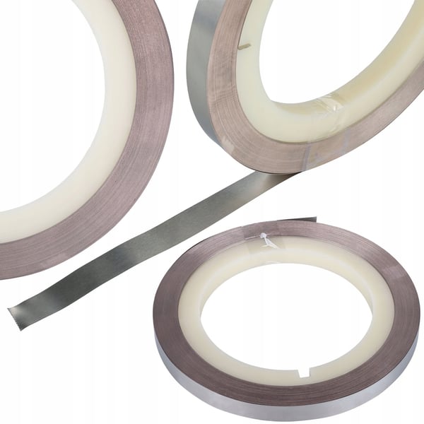 Rosfix nikkelbånd 0,15x8mm til svejsning af rene nikkelled 1m + forniklet kobberplade 0,15x10mm + forniklet stålplade) 1m.