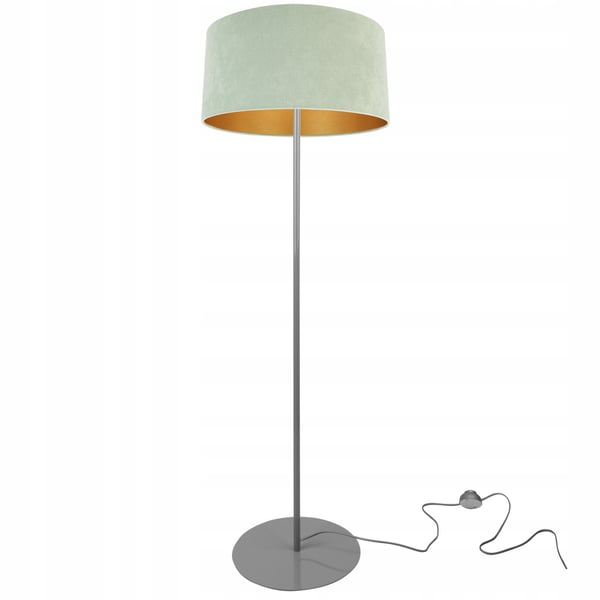 STÅENDE GULVLAMPE, STATIV, KROM, FLØJLSSKÆRM