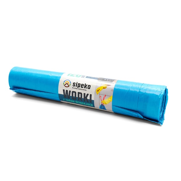 Affaldsposer 120l blå LDPE a'10 med tape