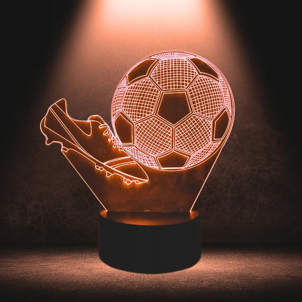 Nattlampa skrivbordslampa för barn fotbollsskor upplyst 3D med fjärrkontroll