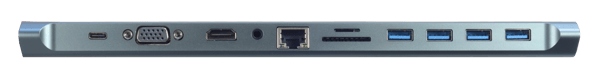 HUB USB-C HDMI 4K VGA LAN RJ45 4x USB SD-kort Jack 3,5mm Power Delivery 87W