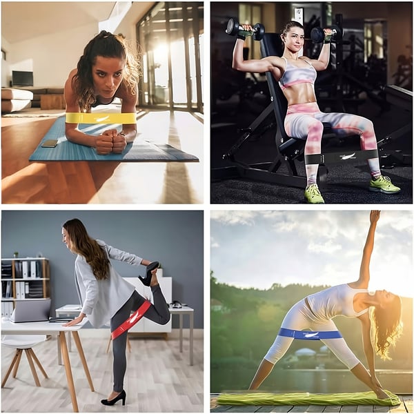 Träningsband för fitnessträning, set med 5 motståndsband medi sleep