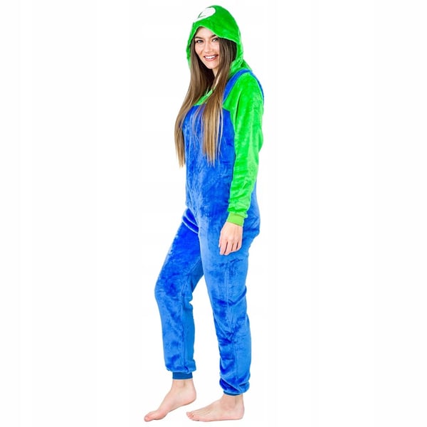 Miesten Luigi Mario Kigurumi -pyjamahaalari, aikuisille, M, Mario -asu - S