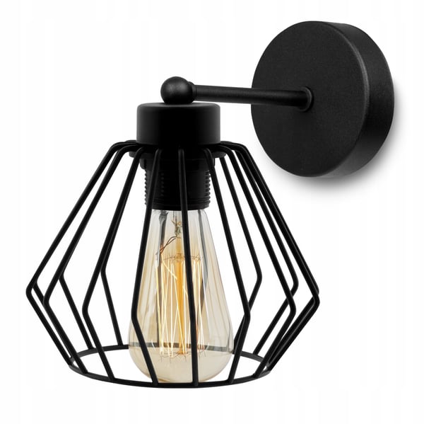 ELEGANT RETRO VÆGLAMPE MED TRÅD SORT LOFT