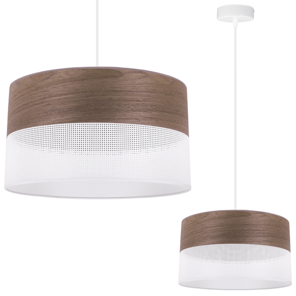 EN HÄNGLAMPA, LAMPSKÄRM I VALNÖTSFANÉR, 30 CM