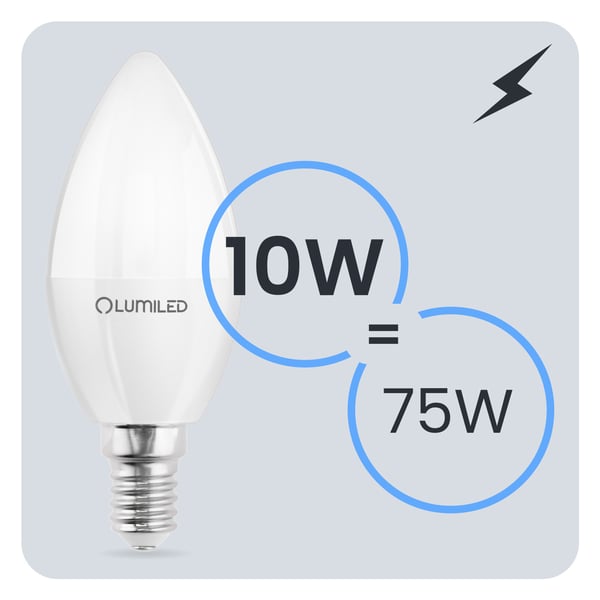 6x LED-pære E14 kerteformet B35 10W = 75W 1100lm 3000K varm 180° LUMILED