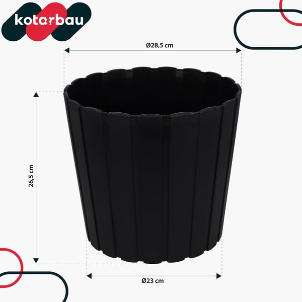 Plastkruka för blommor och örter på balkongen eller terrassen, antracit, 29 cm