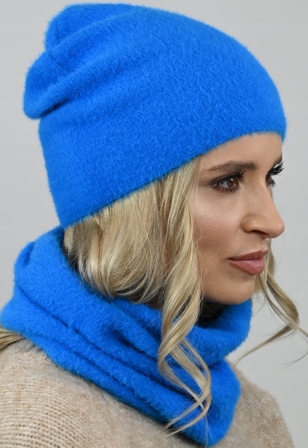 Blått set med alpakahalsband AL1 för damer