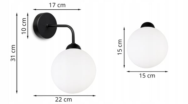 ELEGANT VÆGLAMPE MED LOFTKUGLE HVID LED