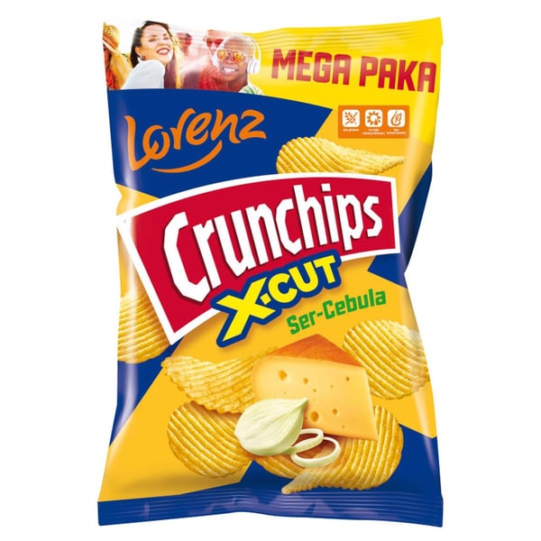 Crunchips X-Cut tjockskurna potatischips med ost och lök 130 g