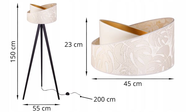 GULVLAMPE MED STÅENDE TRIPOD MØNSTER AF TRÆSKÆRM