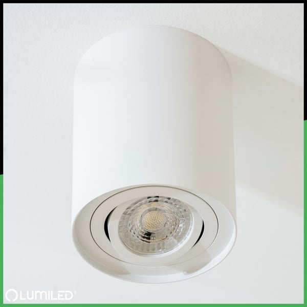 Pinta-asennettava HALOGEENI Spotputki, siirrettävä GU10, pyöreä, valkoinen, 125 mm, AMAT-XL LUMILED