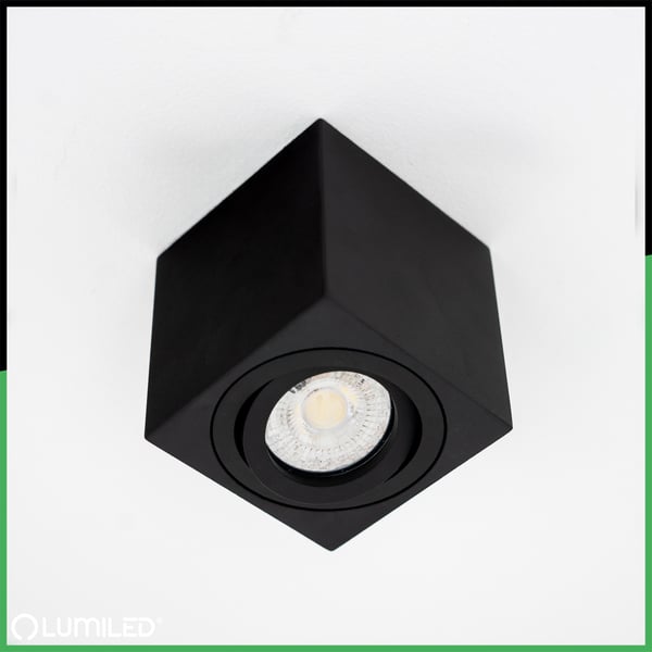Utanpåliggande HALOGEN Spotlight Rörlig GU10 Kvadratisk Svart 84mm AMAT-M LUMILED