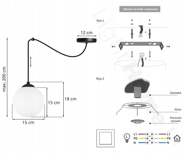 KATTOVALAISIMEN HÄMÄHÄKKIPALLO MUSTA LED 15CM