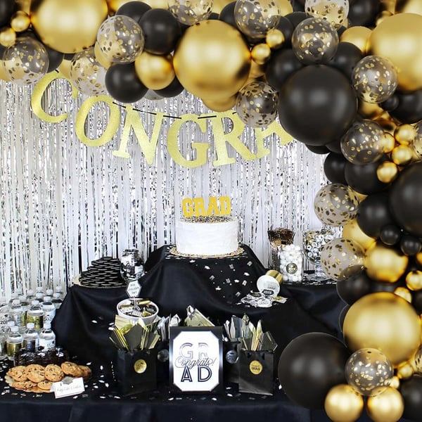 Guld og sorte ballongirlander 107 stk. til fest, fødselsdags- og bryllupsfest