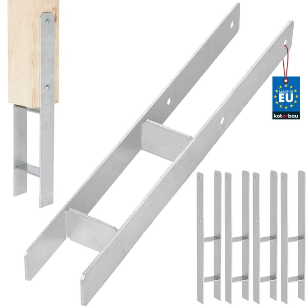 KOTARBAU® H-stolpebas til indstøbning, konsol, galvaniseret stålankre, 80 mm, 4-pack