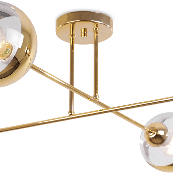 ASTURIA GULD LOFTLAMPE 4 FLADE GYLDNE LAMPESKÆRME E27