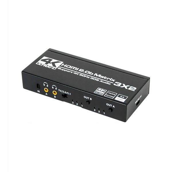 MATRIX HDMI 2.0 3x2 Switch Splitter SPDIF Ekstraktion