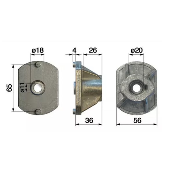 Ruohonleikkurin sovitin TC42 TC122 CastelGarden 20mm KORKEUS 35,9mm