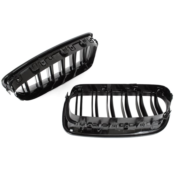 BMW 5 F10 / F11 10-17 galler mellan strålkastarna (njurarna) vänster + höger set SVARTA GLANSANDE DUBBELBAR