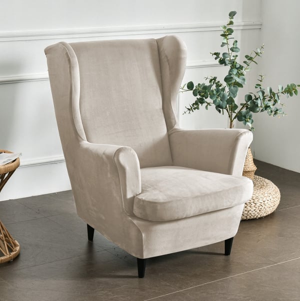 Päällinen nojatuoliin, viileä BEIGE, joustava sametti [22E12]