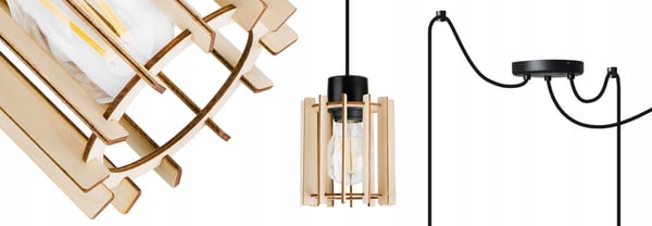 MODERN LED-TAKLAMPA I TRÄ