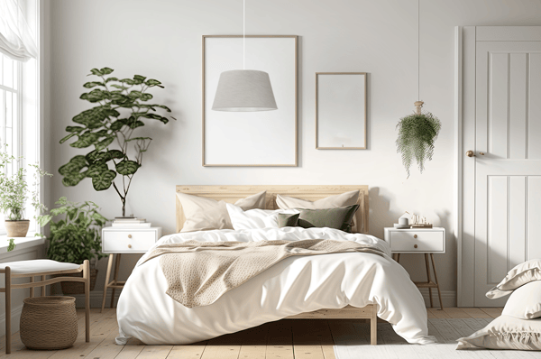 Hængelampe, linnedkegle, hvid, 1 flad, lys beige lampeskærm, L02 44cm