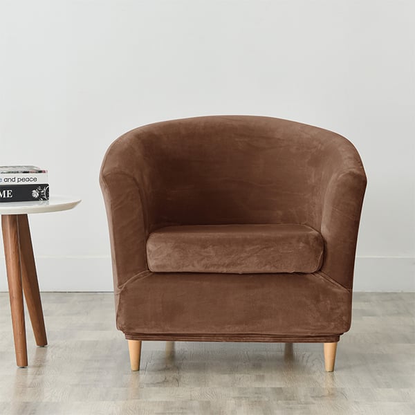 Club-fåtölj överdrag velour brun