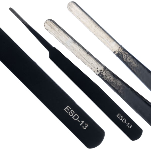 Set med 10 precisionspincetter i etui