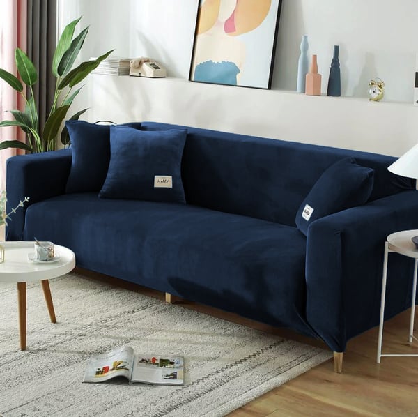 Sohvanpäällinen, vuodesohva, kahden istuttava sohva, tummansininen