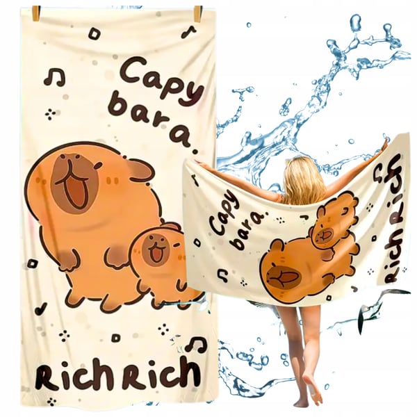 Mikrofiberstrandhandduk Capybara Snabbtorkande 3D 150x75 cm
