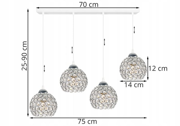 Kromhængende lampe med LED-krystal til loftet