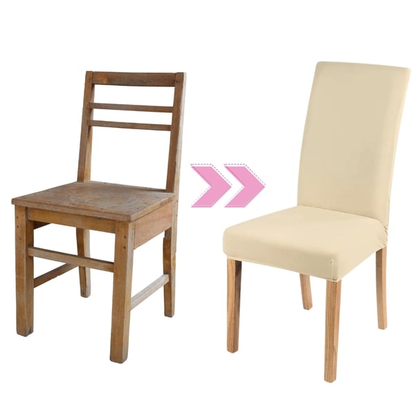 Tuolinpäälliset, 6 kpl, joustavat, yleismalliset, vaalea beige