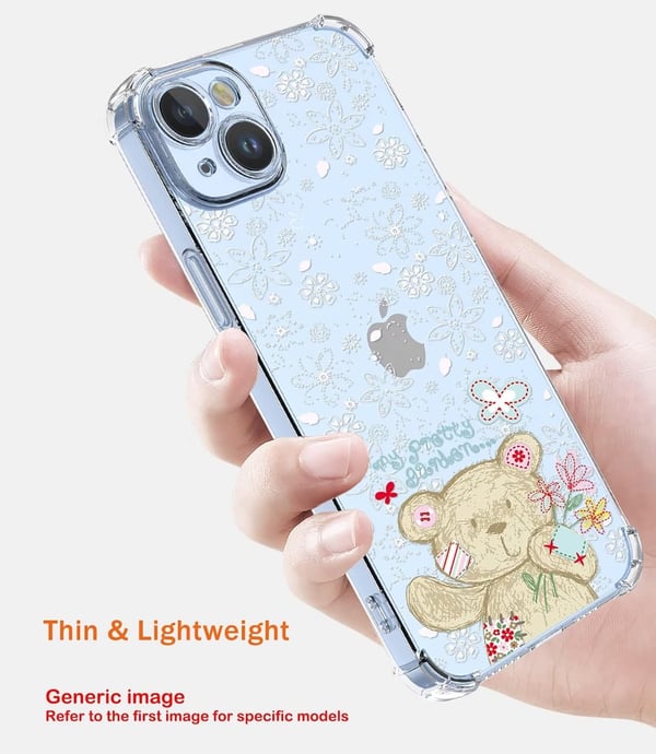 Etui til Xiaomi 13 gennemsigtig bamse hvid præget blomster høj beskyttelse