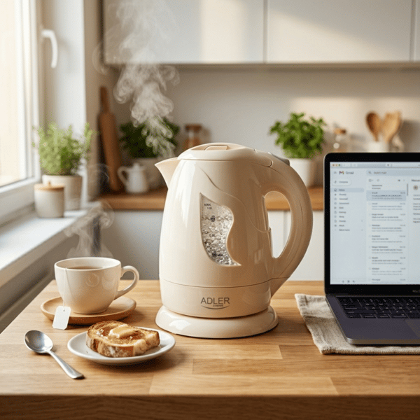 Adler elektrinen vedenkeitin 1L, moderni muotoilu, beige