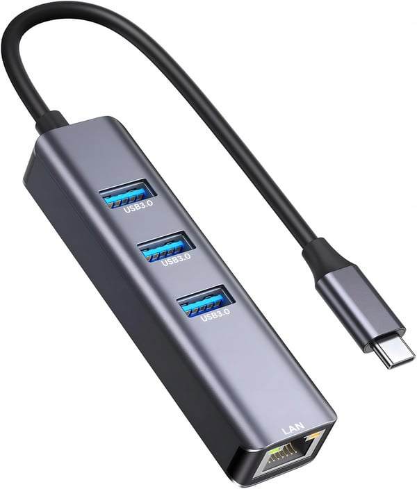 USB-C-LAN-SOVITIN + USB-HUBI RJ45 USB-VERKKOKORTTI GIGABIT USB 3.0 4in1