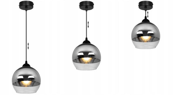 ELEGANT HÆNGELAMPE, GLASLAMPE, KROM LED
