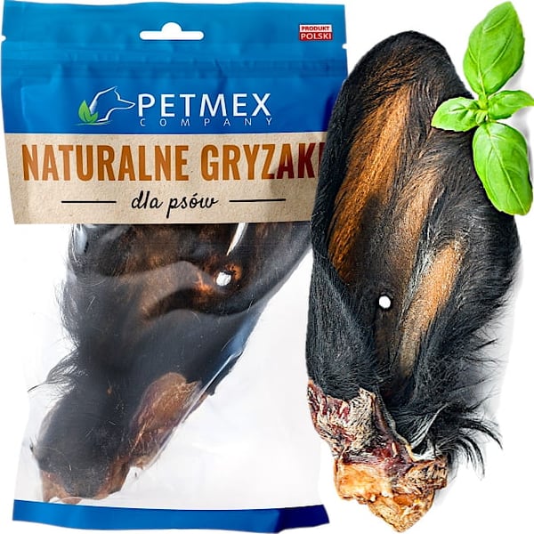 Delikatesse, naturlig tyggegummi til hunde Okseøre med pels Petmex 1 stk.