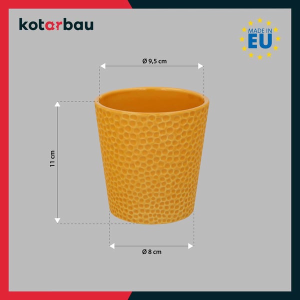 Senapsfärgad krukset 11 cm med transparent spiralstöd 58 cm för orkidéer och blommor