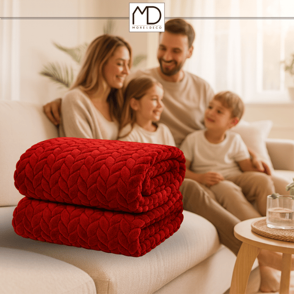 Elegant præget polyester sengetæppe 200x220 cm i rød - Den perfekte julegave fra Polen