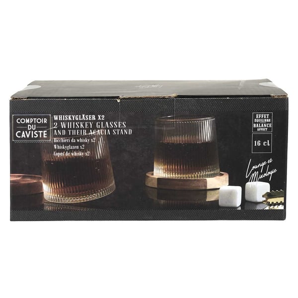 Sæt med 2 DUO whiskyglas i akacie