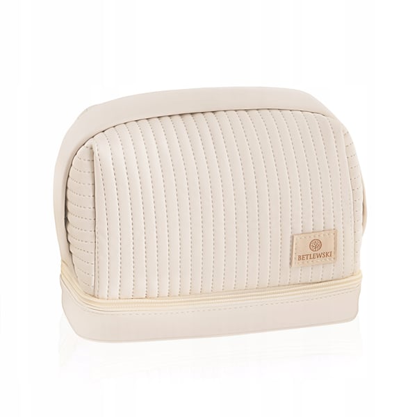 BKP-13 beige halvmåneformad sminkväska STELLA