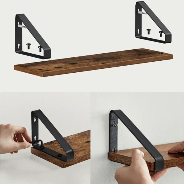 Set med 3 hängande vägghyllor, rustik loft, industriell stil
