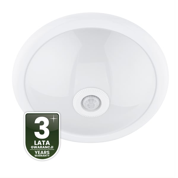 Taklampa LED REGIS 2x E27 IP44 med rörelsesensor och skymningssensor vit rund 30cm LUMILED