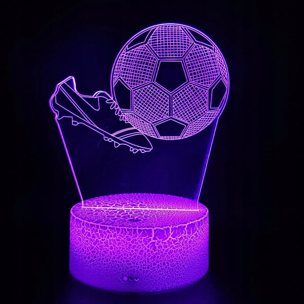 Nattlampa skrivbordslampa för barn fotbollsskor upplyst 3D med fjärrkontroll