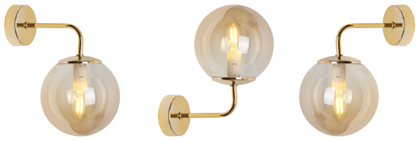 SIENA GYLDEN VÆGLAMPE 1 FLAD HONNINGLAMPE E14
