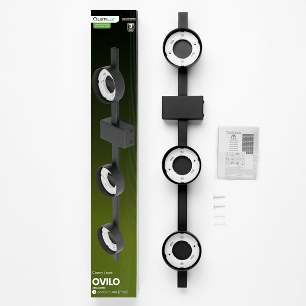 Taklampa OVILO halogenvärmare LED 3x GX53 spotbelysning väggreflektor LUMILED