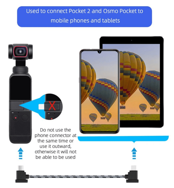 NAILON OTG -SIIRTOKAAPELI DJI MAVIC AIR 2 MINI 2 3 4 PRO -DRONELLE - DJI RC-N1 / N2 - USB TYPE C 30 CM