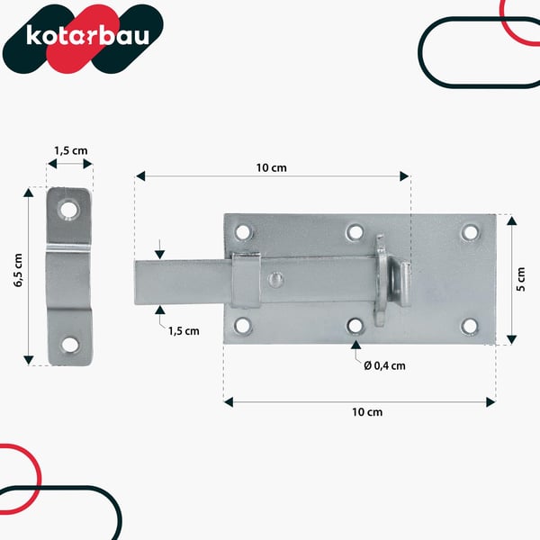 KOTARBAU Universal raklås för dörrar, portar och hänglås, stål, 100 mm med hänglås