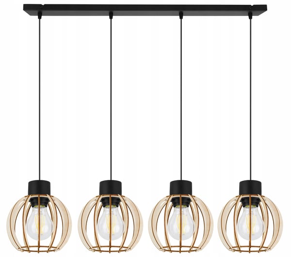 Hængende lampe, loftslysekrone, træ, LED lampeskærm
